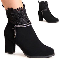 Bottes À Talons En Velours Pour Femmes, Style À Lacets, Bottines, Escarpins