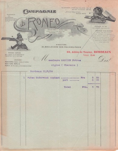 Bordeaux bureau roneo 1909 - 33,