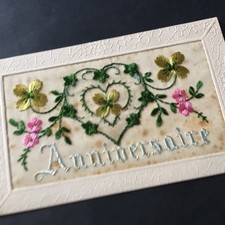 Carte Postale Brodée Pensées