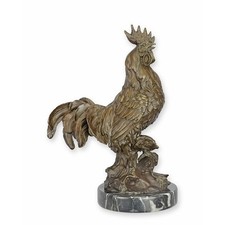 Sculpture Coq en bronze sur un