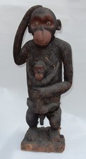 1950' Chimpanzé Bois Sculpté