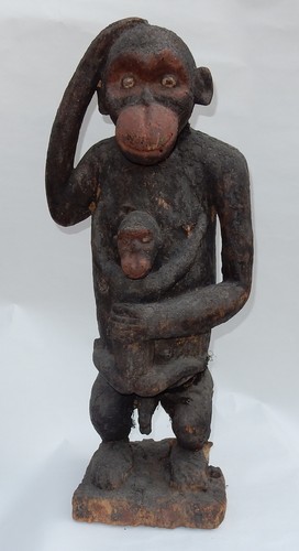 1950 chimpanzé bois sculpté - chimpanzé,
