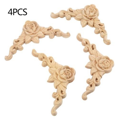 4pcs bois sculpté coin onlay - 4pcs,