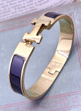 Hermès Gold Tone Dark Purple