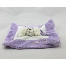 Doudou plat lapin mauve blanc