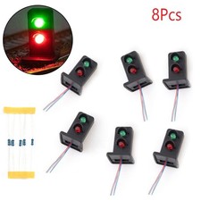 8Pcs Maquette Train Échelle HO / Signaux 2 Feux Chemin de Fer Signal LED / Lamp