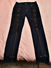 ?Neuf magnifique pantalon jeans marine avec broderies marque Elisa Cavaletti?