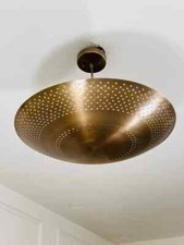 Abat-jour en laiton brut 6 lumières au plafond lustre milieu du siècle