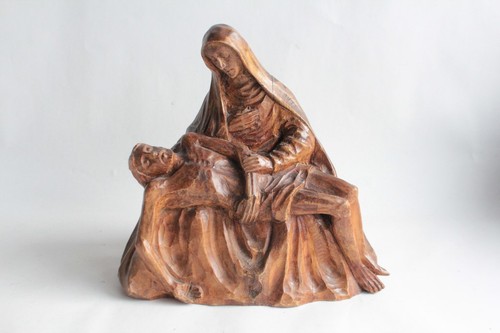 Sculpture bois pieta vierge - vierge, de