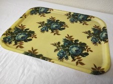 Ancien Plateau de service en fibre de verre déco floral 46 x 36 cm