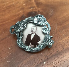 antique Sterling Silver Floral Wreath Brooch Pin Art Nouveau photo picture frame