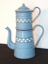 Grande Cafetière Ancienne émaillée hauteur 36,5cm complète , années 40