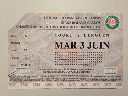 Ticket roland garros 1997 - ticket,