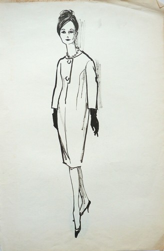 Dessin mode vers - 1960, femme