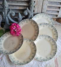 6 ANCIENNES ASSIETTES PLATES TERRE DE FER BOURGEOIS PARIS