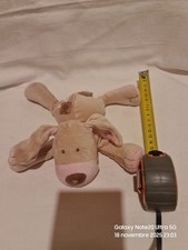 Doudou Peluche chien Beige Rose Marron Obaibi Okaidi couché 20 Cm Ancien Modèle 