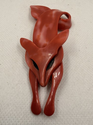 Vintage fox brooch pin signed - pin,