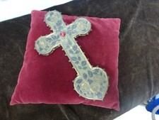 grande croix  occitane néo gothique,XIXème,marqueterie de cuir,H 33 cm