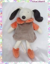 Doudou Lapin Blanc Robe Taupe