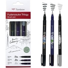 [WS-BHS-3P] TOMBOW Set Fudenosuke Trilogy 3 Feutres de calligraphie Noir Soup...