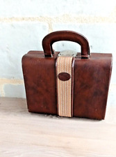 Vanity Case Vintage marron avec liseret en toile . Article original.