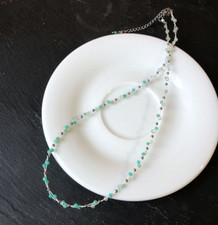 Collier Bracelet 2 en 1 pierres à Facettes Dégradé Fin. Quartz fraise amazonite