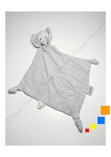 Doudou Plat/Mouchoir Lange Tembo Éléphant Gris Pois Noeuds Attache Tétine Nattou
