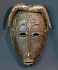 B Art Africain joli masque ancien en bronze Baoulé côte d'ivoire 980g25cm patine