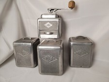 Ancien moulin à café boites sucre chicorée Moulux en aluminium années 1950 1960