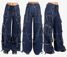 Jeans bleu punk gothique fait