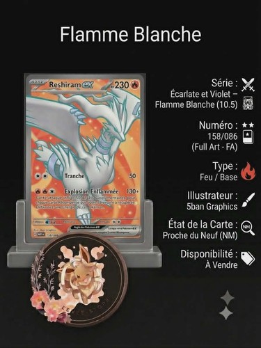 Carte pokémon reshiram ex - ✨,