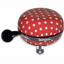Cloche de vélo Basil BIG BELL Polkadot - points rouges blancs Ø 80 mm