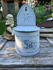 Boîte à sel, pot en tôle émaillée