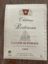 Étiquette Château Bertineau 1994 - Lalande de Pomerol - 75cl