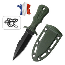 Mini Couteau de Cou Kaki Acier Inoxydable avec étui Kydex et Chaîne EDC Camping