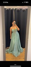 Robe De Soirée princesse verte scintillante a bretelle neuve taille S 