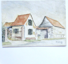 Maison de Torchis Drucat Aquarelle Signée Devismes 1989