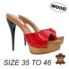 Mules En Vernis Rouge À Talon