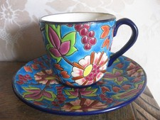 Ancienne tasse en émaux de  Longwy    vers 1900