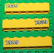 3 x Lego Yellow Brick 1x6 with White 7939 ref 3009 set 7939 Cargo Train