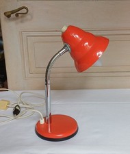 Lampe Bureau Tôle laquée rouge bras flexible - vintage