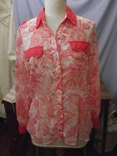 Chemisier saumon et blanc à