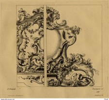 G Brunetti Ornement décoratif Rococo Gravure XIXème siècle Péquegnot