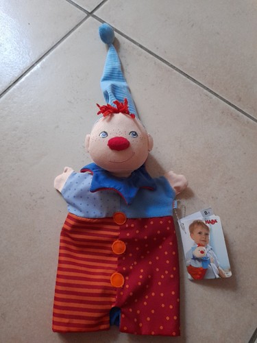 Doudou marionnette clown haba - marionnette, clown-