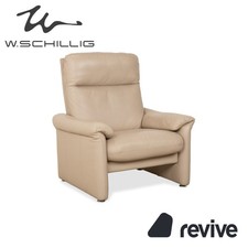 Willi Schillig Ergoline Fauteuil En Cuir Crème Beige Fonction Manuelle