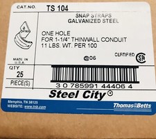 TS 104 one hole for 1-1/4" THIN WALL CONDUIT SNAP STRAPS GALVANIZED STEEL