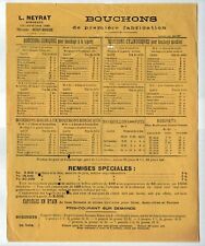 BORDEAUX (33) BOUCHONS BROQUILLONS ROBINETS VITICOLES "Léo NEYRAT" Tarif en 1914