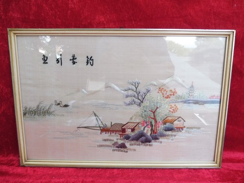 Beau ancien tableau broderie - beau,,