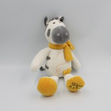 Doudou zèbre blanc gris jaune