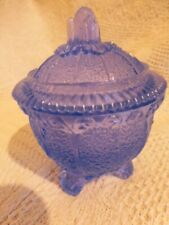 DRAGEOIR SUCRIER CONFITURIER COUVERCLE VERRERIE BLEU SIGNEE PORTIEUX ART NOUVEAU